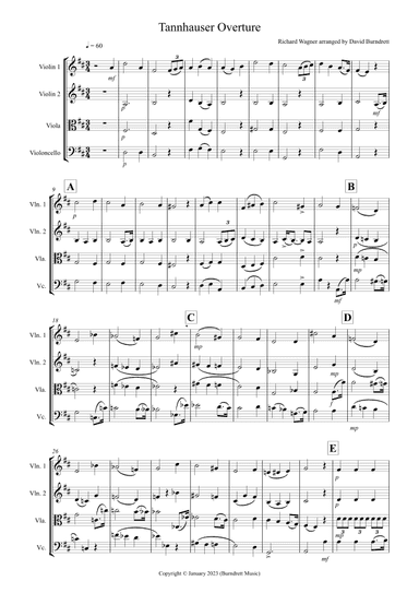 Tannhäuser Overture for String Quartet (arr. David Burndrett)