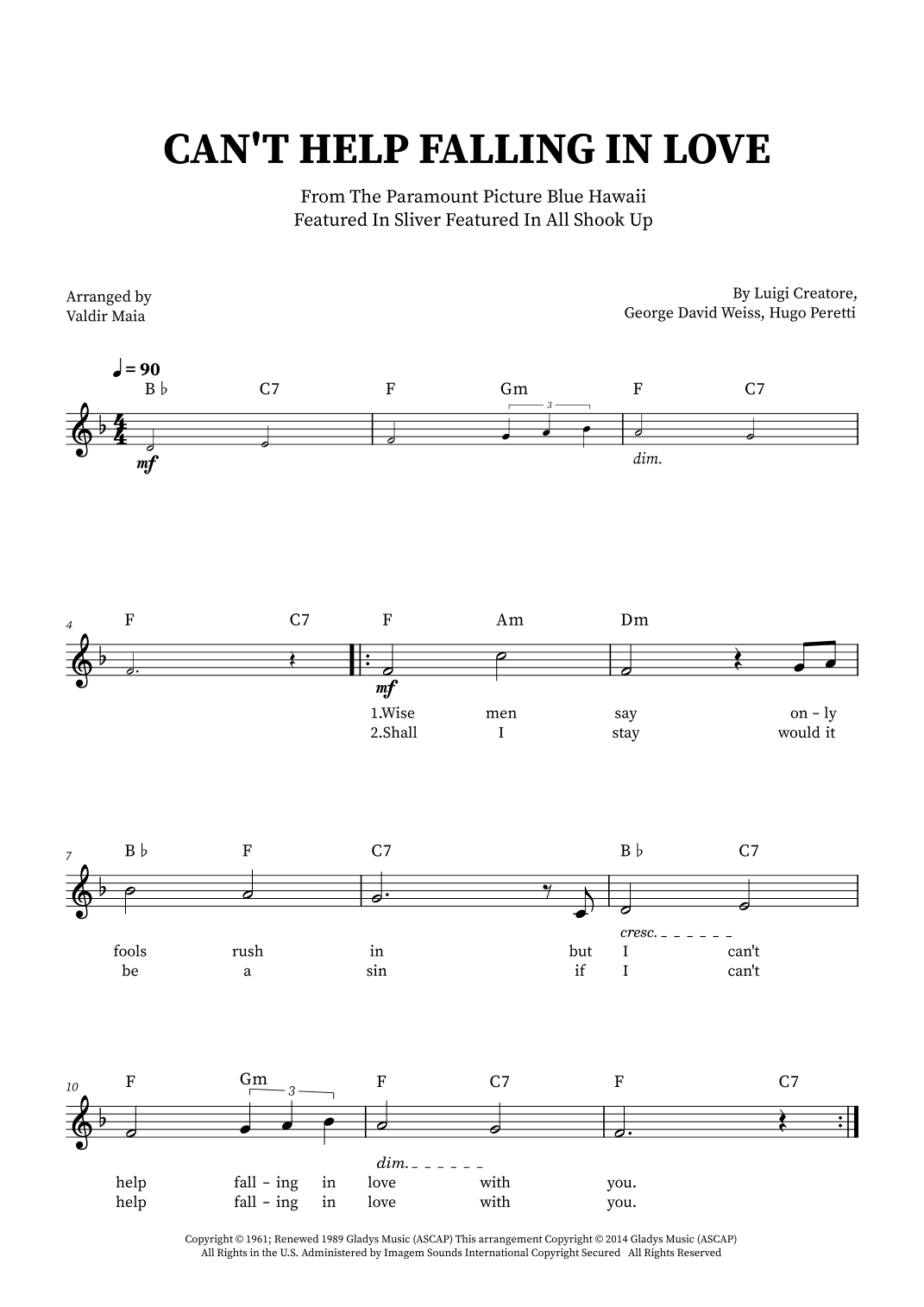 Can't Help Falling In Love (arr. Valdir Maia)