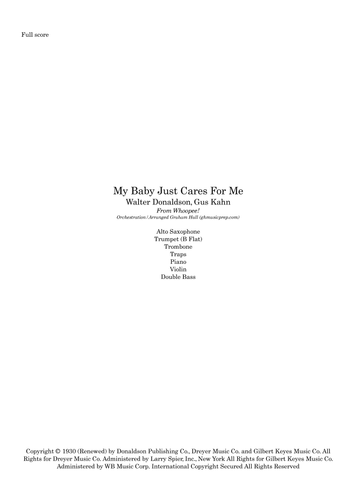 My Baby Just Cares For Me (arr. Graham Hall (ghmusicprep.com))
