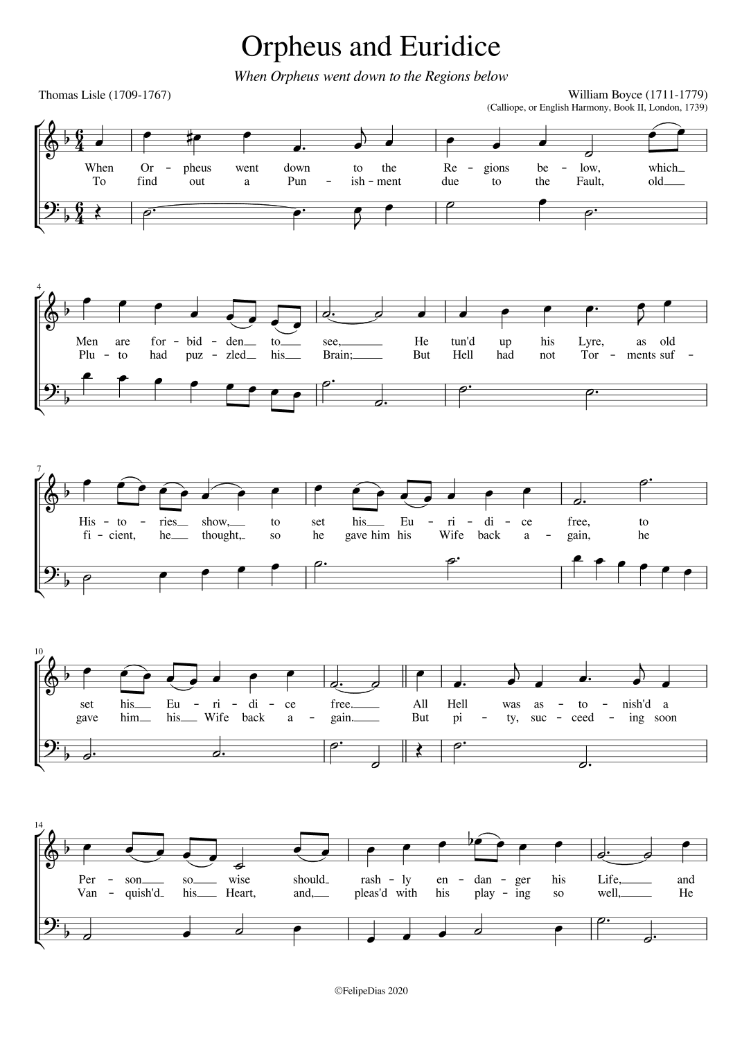 Orpheus and Euridice (arr. Early Music Scores)