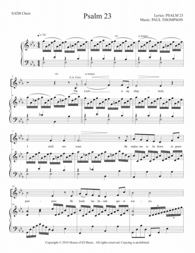 Psalm 23: The Lord is My Shepherd (SATB and piano)