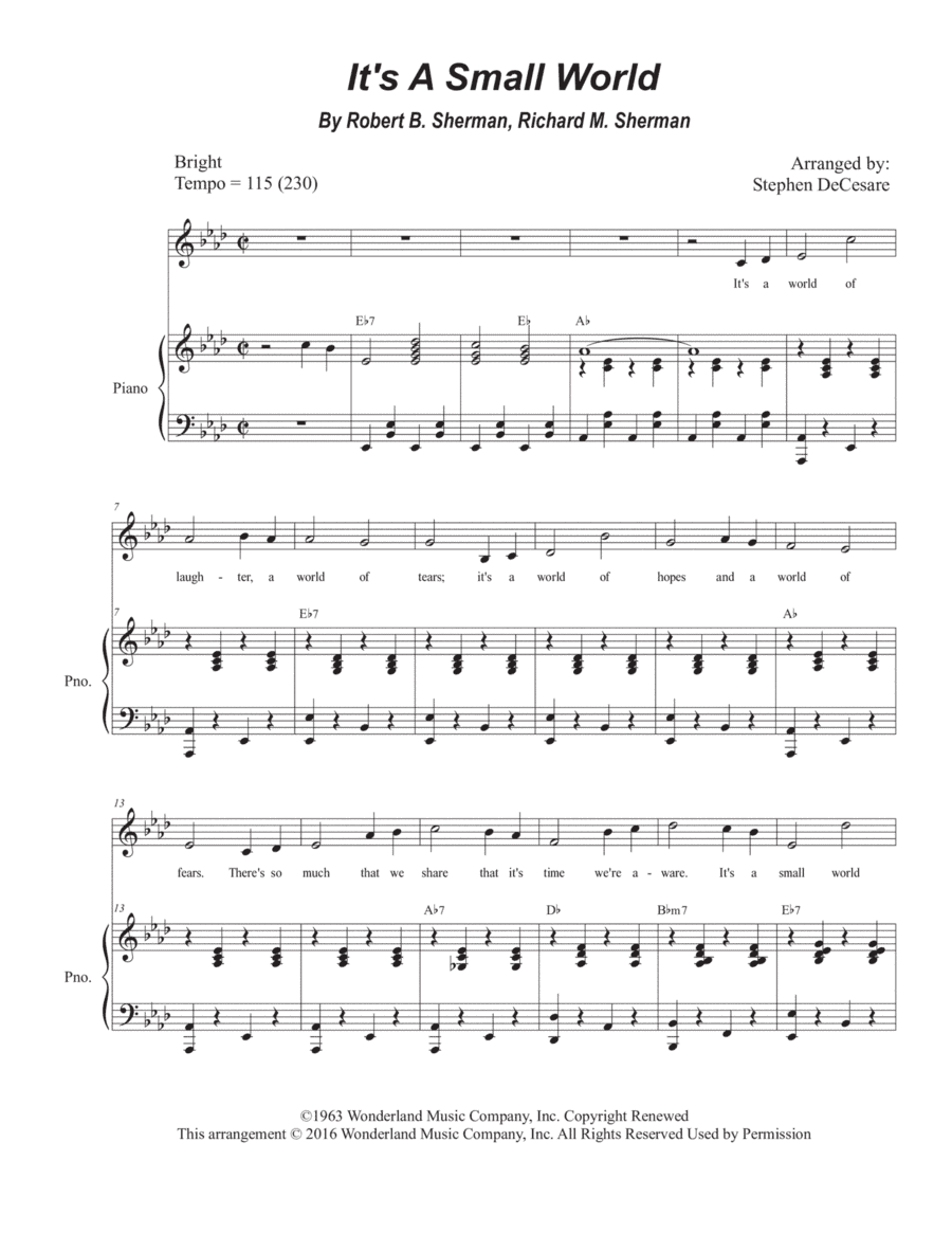 It's A Small World (arr. Stephen DeCesare)