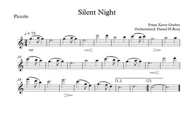 Silent Night - Christmas Carol - Piccolo (arr. Daniel H Rosa)