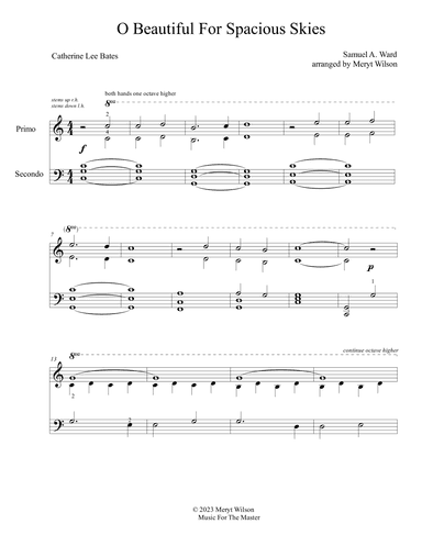 O Beautiful For Spacious Skies piano duet (arr. Meryt Wilson)
