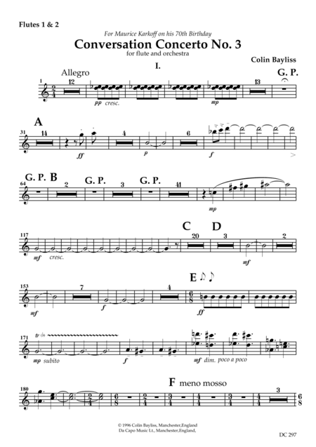 Conversation Concerto No.3 - for flute and orchestra [parts for woodwind and brass]