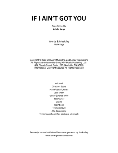 If I Ain't Got You (arr. Jim Farley www.arrangementsone.com)