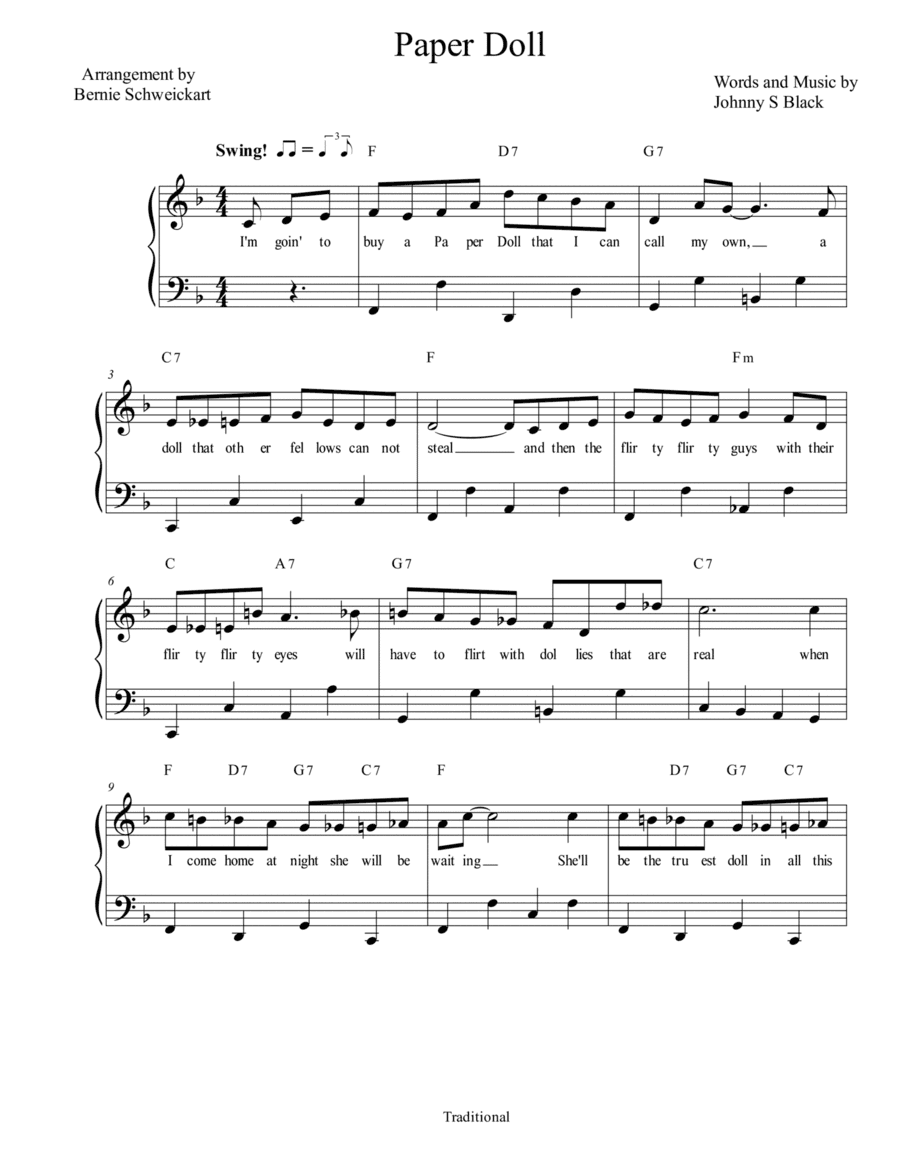 Paper Doll (arr. Bernie Schweickart)