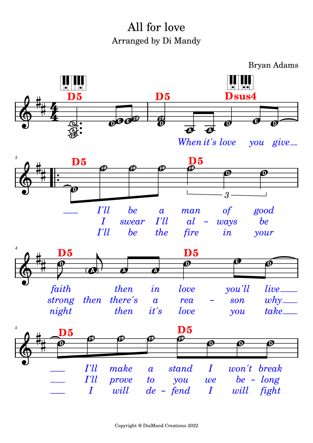 All For Love (arr. Di Mandy @ DiaMand Creations)