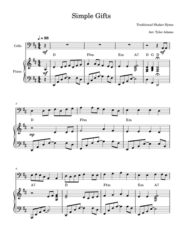 Simple Gifts (arr. Tyler Adams)