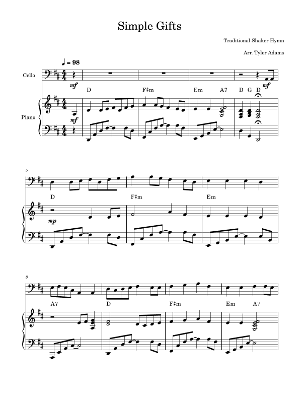 Simple Gifts (arr. Tyler Adams)