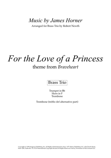 For The Love Of A Princess  from the Twentieth Century Fox Motion Picture BRAVEHEART (arr. Robert Newth)