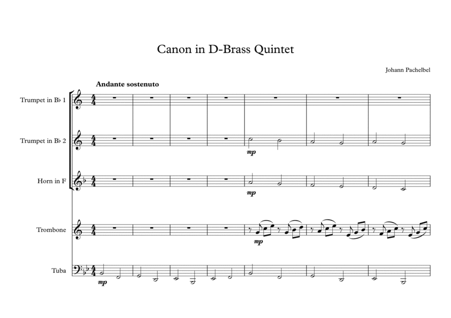 Canon in D-Brass Quintet (arr. Arnold Lulichi)