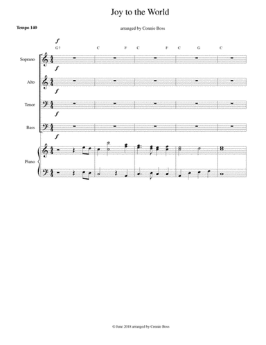 Joy to the World - SATB and piano (arr. Connie Boss)