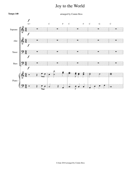 Joy to the World - SATB and piano (arr. Connie Boss)