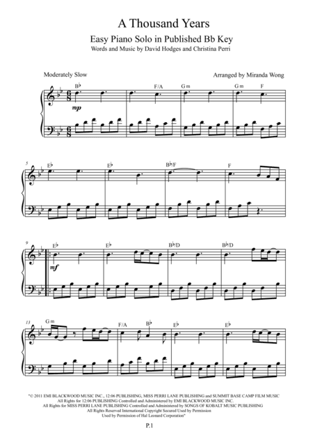 A Thousand Years (arr. Miranda Wong)