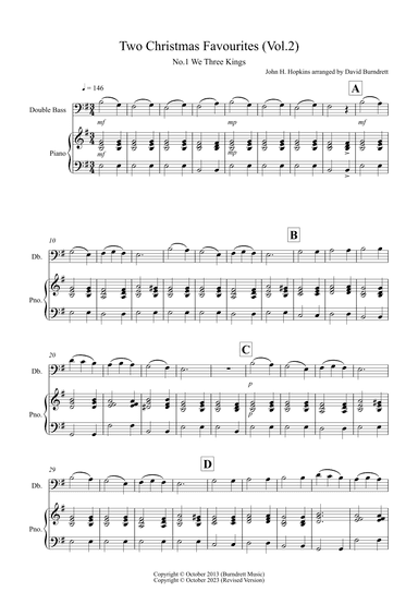 2 Christmas Favourites for Double Bass and Piano (volume two) (arr. David Burndrett)