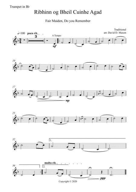 Ribhinn og Bheil Cuinhe Agad (Fair Maiden, do you remember) (arr. David D. Mason)