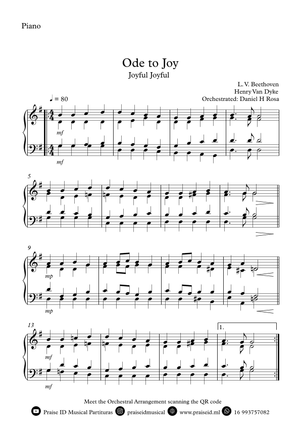 Ode to Joy - Joyful Joyful - Easy Piano (arr. Daniel H Rosa)