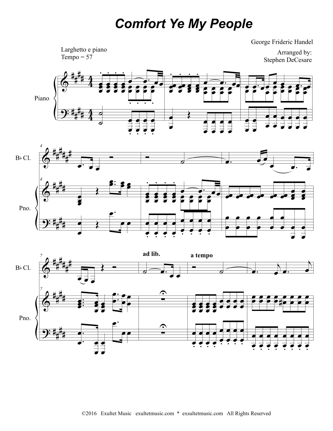 Comfort Ye My People (Bb-Clarinet and Piano) (arr. Stephen DeCesare)
