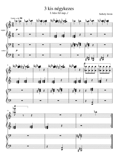 Three easy pieces for piano four hands