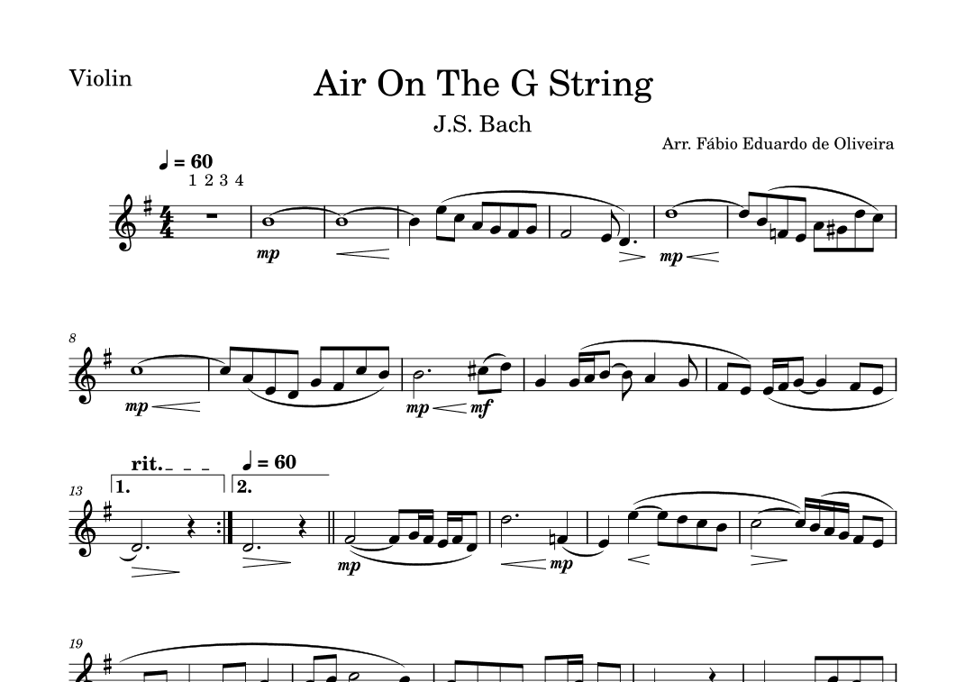 Air On The G String (Bach) - Easy Arrangement (arr. Fabio Eduardo de Oliveira)