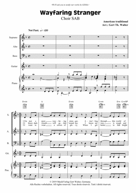 Wayfaring Stranger (arr. Gert Th. Walter)