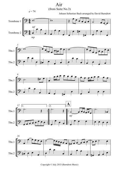 Air on a G String for Trombone Duet (arr. David Burndrett)