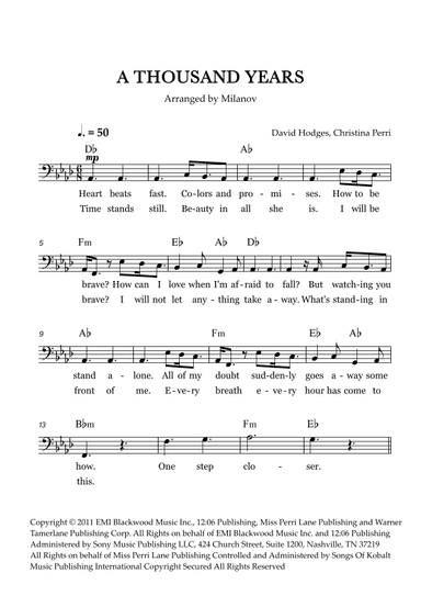 A Thousand Years (arr. Milanov)
