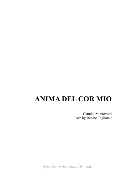 ANIMA DEL COR MIO - C. Monteverdi - For SATTB Choir (arr. Renato Tagliabue)