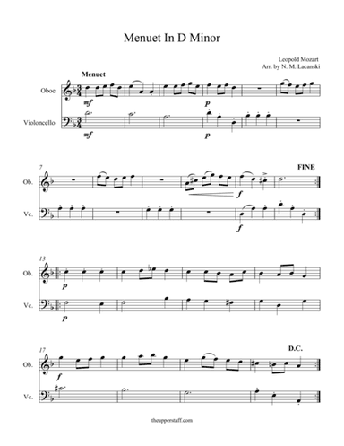 Menuet in D Minor (arr. Nick Lacanski)