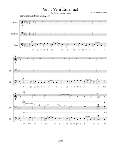 Veni, Veni Emanuel (for 5 part men's voices)