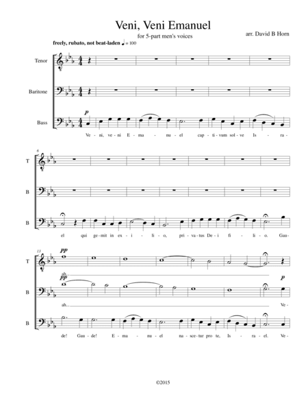 Veni, Veni Emanuel (for 5 part men's voices)