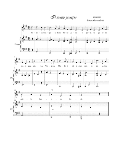Il nostro presepio. Voce e piano (arr. Ester Alessandrini)