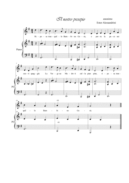 Il nostro presepio. Voce e piano (arr. Ester Alessandrini)