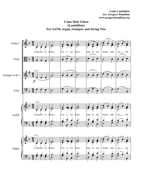Come Holy Ghost - Lambillotte - Hymn Concertante Version II