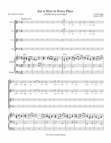 Joy is Now in Every Place (SATB Chorus and Organ)