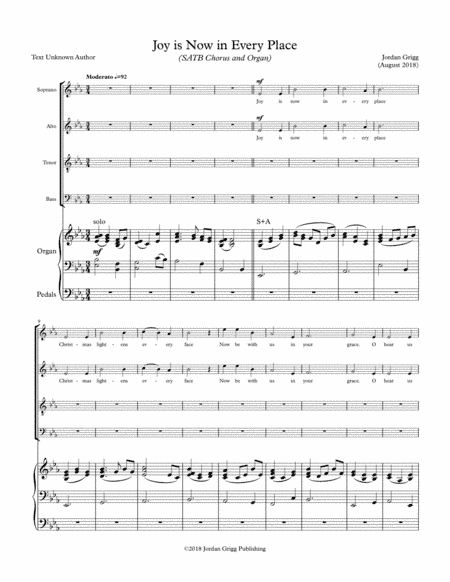 Joy is Now in Every Place (SATB Chorus and Organ)
