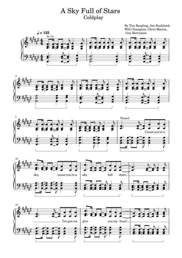 A Sky Full Of Stars (arr. poon)