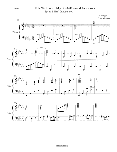 It Is Well With My Soul and Blessed Assurance Medley for piano (arr. Lois Mountz)
