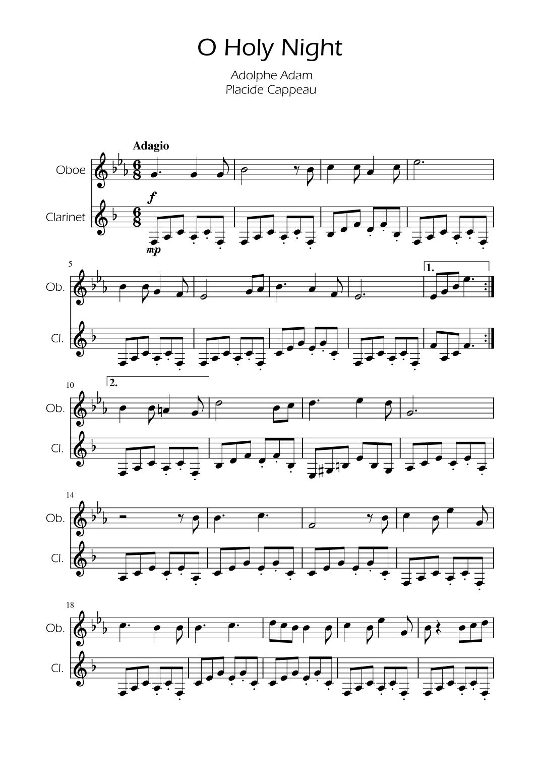 O Holy Night - Oboe and Clarinet (arr. Ygor Nunes)