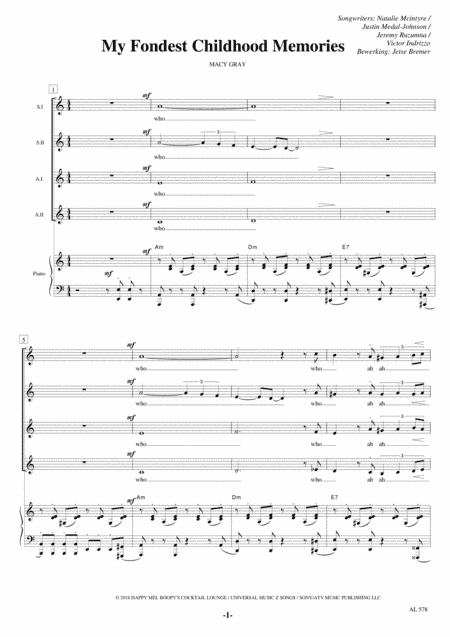 My Fondest Childhood Memories (arr. Jetse Bremer)