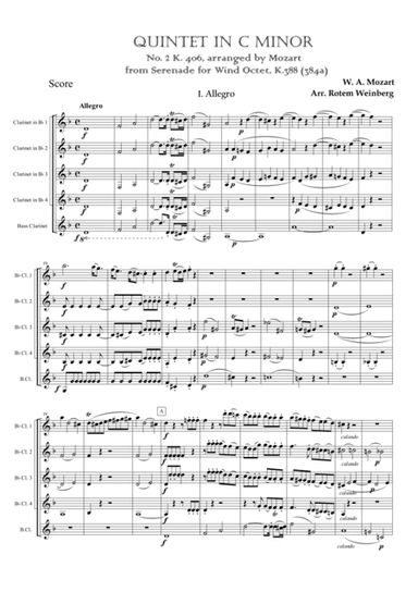 Quintet in Cm K.406/516b, I. Allegro (arr. Rotem Weinberg)