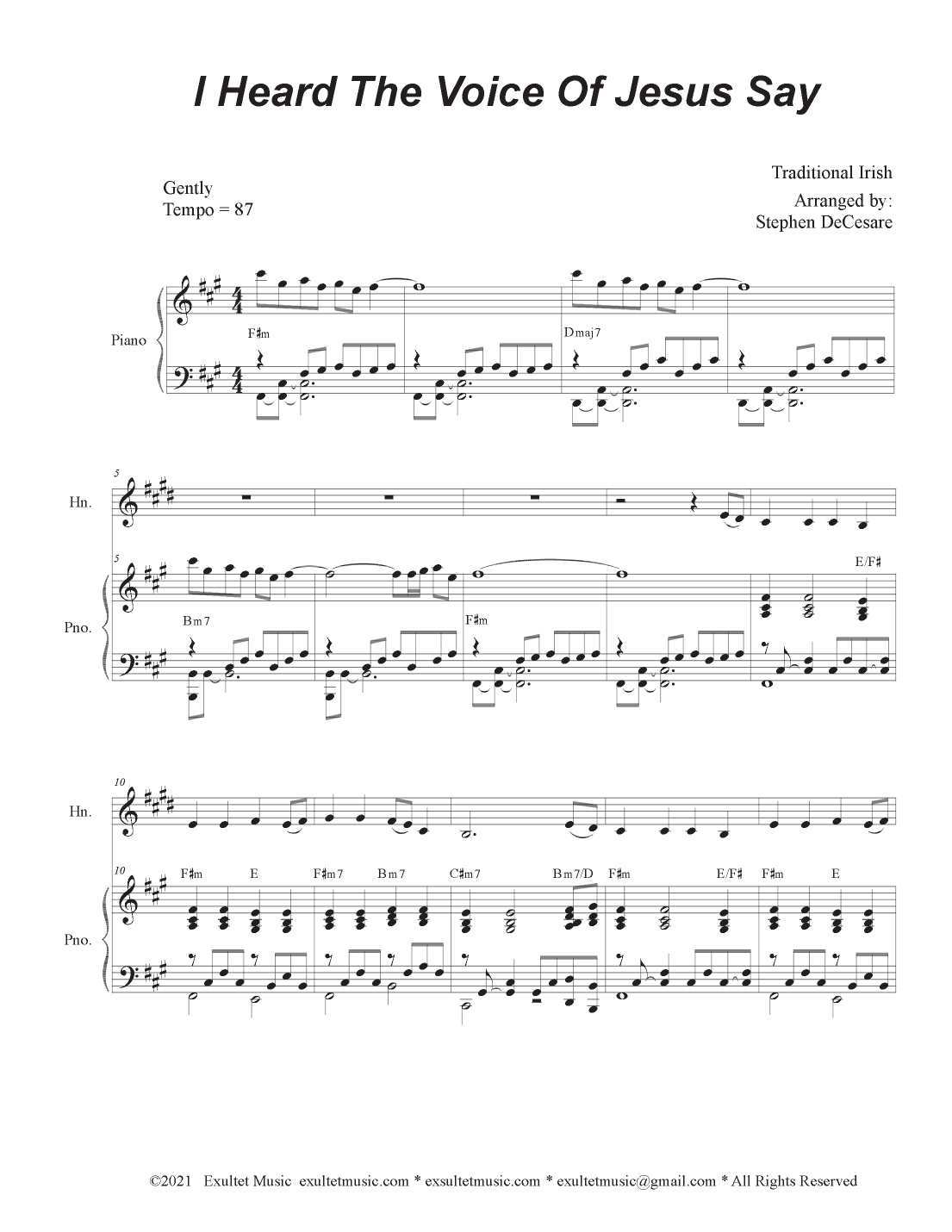 I Heard The Voice Of Jesus Say (French Horn solo and Piano) (arr. Stephen DeCesare)