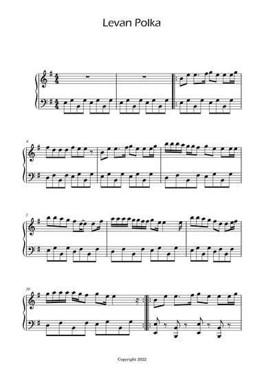 Levan Polkka - Easy Intermediate Piano (arr. Ygor Nunes)