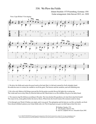 530 We Plow the Fields (arr. John Stewart 2015, rev. 2020)