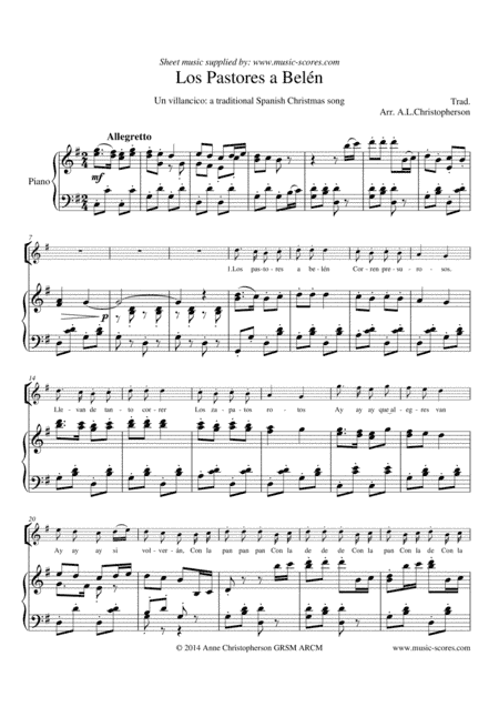 Los Pastores a Belen - 2 Voices and Piano - G major (high) (arr. Anne L Christopherson GRSM ARCM)