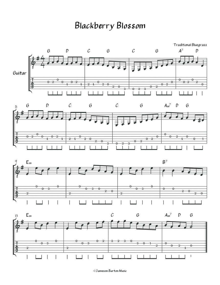 "Blackberry Blossom" - Guitar w/TAB (arr. Jameson Burton)