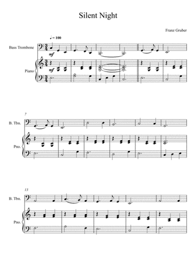 Franz Gruber - Silent Night C Key (Bass Trombone Solo) (arr. André Laitano)