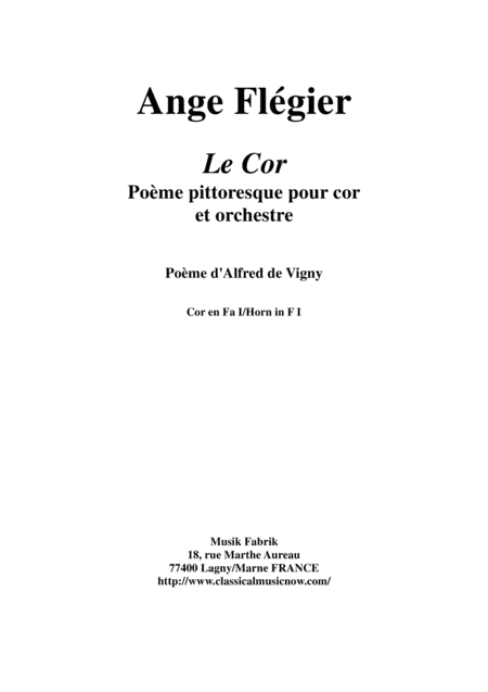 Ange Flégier: Le Cor for horn and orchestra: horn 1 (orch) part (arr. Musik Fabrik Music Publishing)