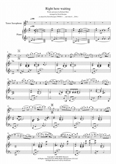 Right Here Waiting (arr. David Kocijan)